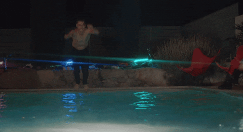 Triple Lindy Pool Jump Loop GIF