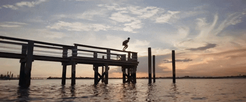 Triple Lindy Summer Dive Crescent Beach Pier GIF
