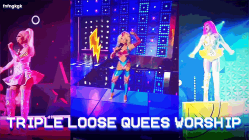 Triple Loose Queens Worship Collage GIF