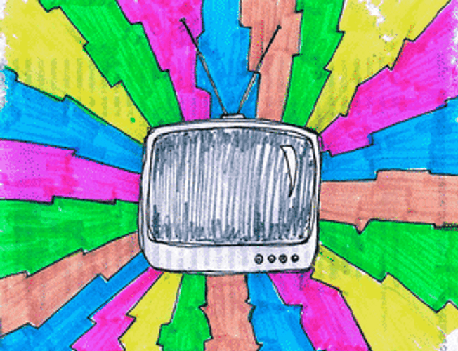 Trippy color television doodle GIF