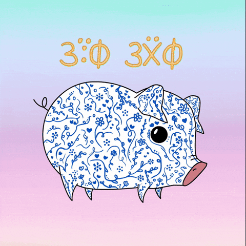 Trippy Cute Doodled Pig Flies GIF