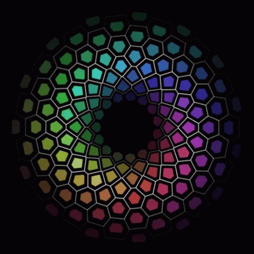 Trippy geometric color donut GIF