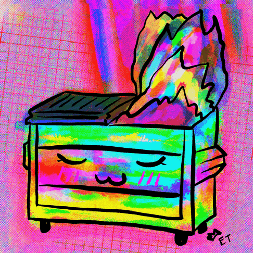 Trippy Holographic Dumpster Fire Drawing GIF
