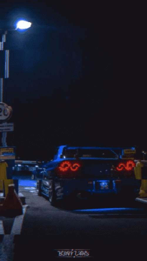 Trippy Nissan Skyline R34 Dark Night GIF