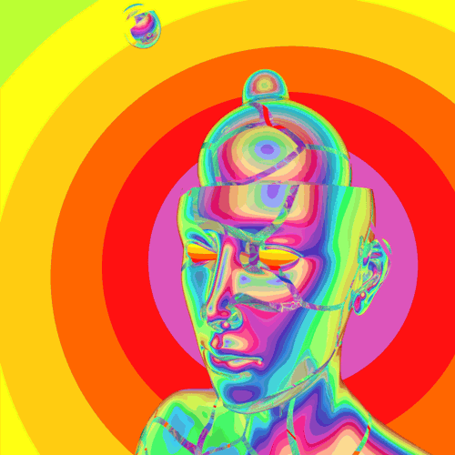 Trippy Rainbow Art Brain Blast GIF
