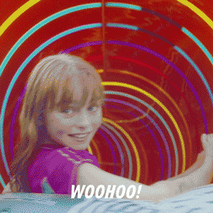 Trippy Retrowave Spiral Innertube Waterslide GIF