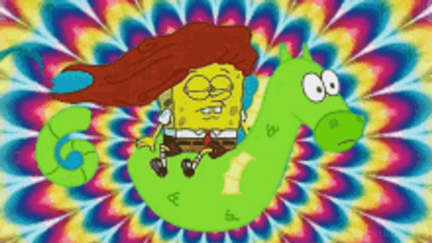 Trippy Seahorse Spongebob Rainbow Ride GIF