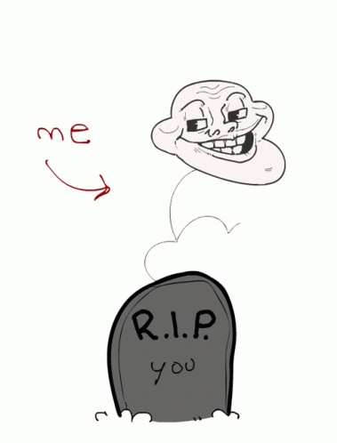 Troll Face Next to Gravestone R.I.P. You