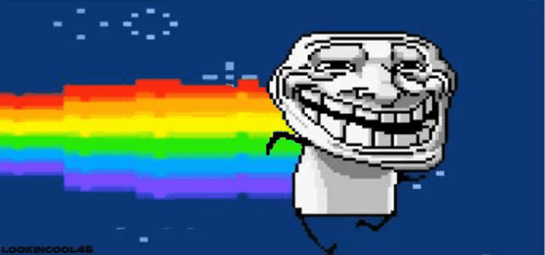 Troll Face Trailing Rainbow GIF