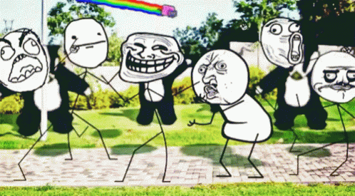 Troll Faces Dancing Celebration Meme GIF