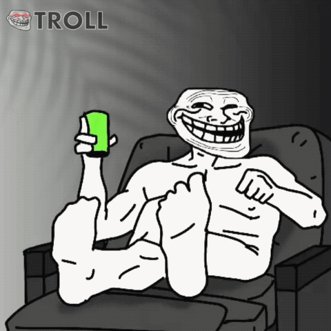 Troll With Feet Up Holding Cell Phone GIF