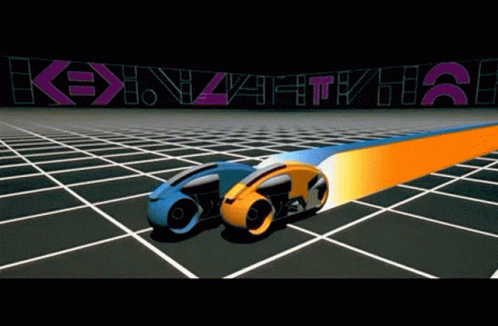 Tron Vintage Light Cycles GIF
