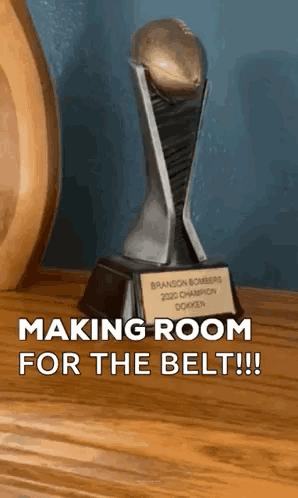 Trophy on Wooden Table