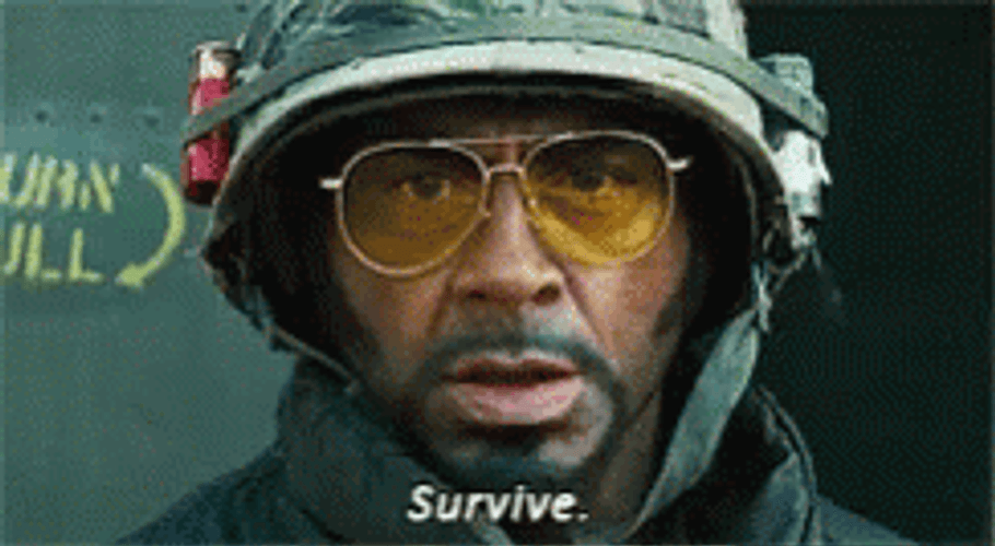 Tropic Thunder Robert Shouting Survive GIF