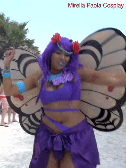 Tropical Butterfree Pokemon Cosplay Beach GIF