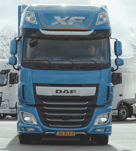 Daf Fxf Blue Trailer Truck Flickering Headlight GIF