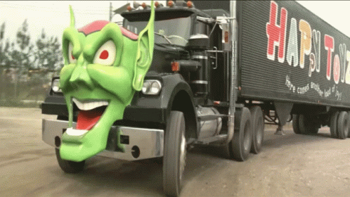 Green Goblin Truck Driving By GIF