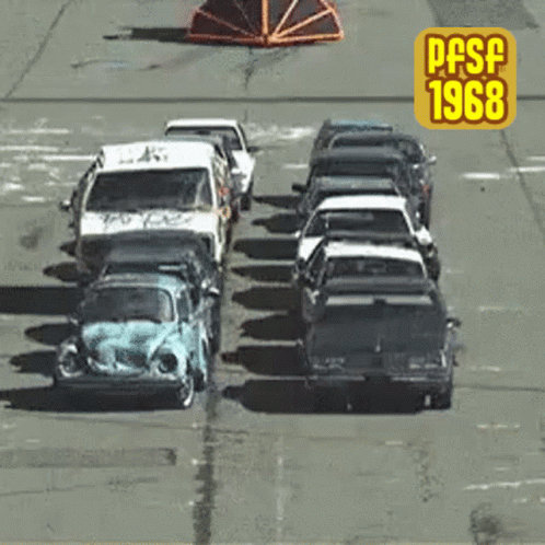 Truck Crash Down All Cars GIF