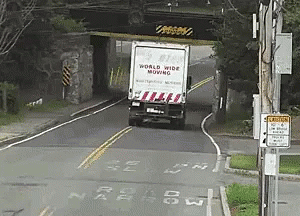 Truck Crash Hit Overpass Too Low GIF