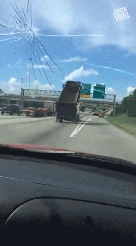 Truck Crash Hitting Hanging Road Signage GIF