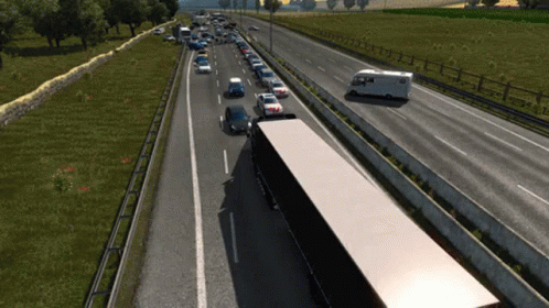 Truck Crash Hitting Many Cars GIF