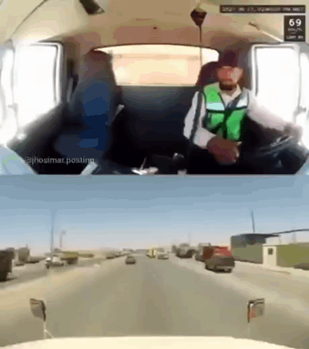 Truck Crash On Car Driver Cover Eyes GIF