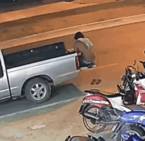 Truck Crash Person Fall Down GIF
