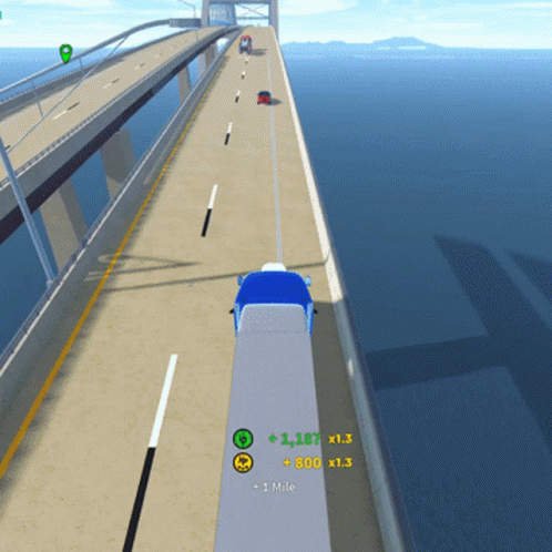 Truck Driving On Bridge With Rewards GIF