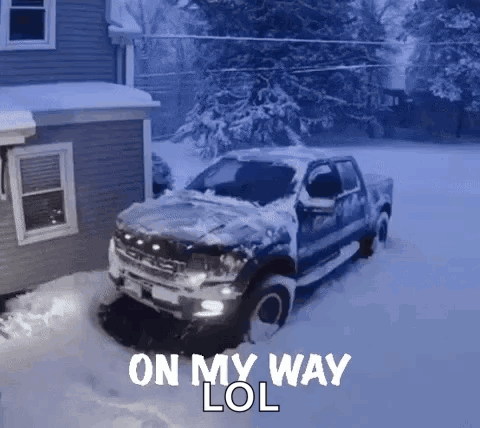 Truck Stuck in Snow On My Way Lol