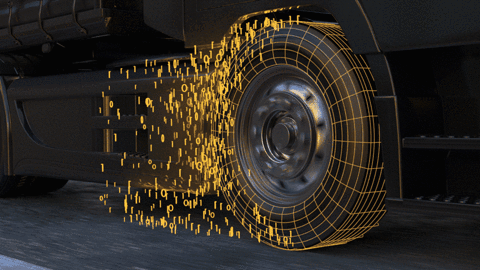 Truck Tire With Binary Numbers