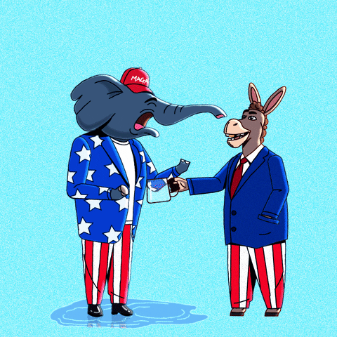 Trump 2024 Crying Elephant Laughing Donkey GIF