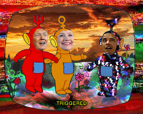 Trump Clinton Obama Teletubbies Funny Meme GIF