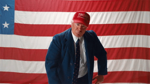 Trump Dance Against Us Flag GIF