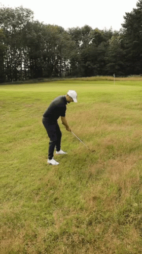 Trump Golf Hit Ball On Grassy Field GIF