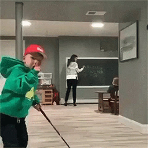 Trump Golf Little Hit Ball Towards Teacher GIF
