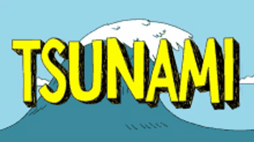 Tsunami Text And Wave Animation GIF