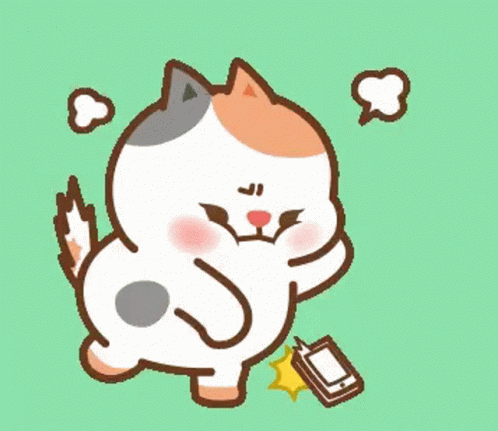 Tsundere Cat Bella Throwing Phone GIF