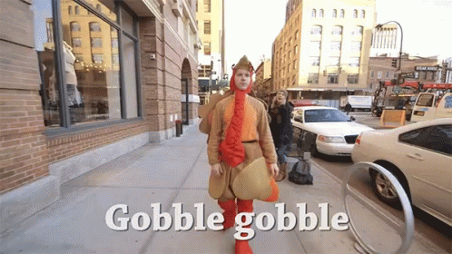 Turkey Costume Man Gobble Gobble GIF