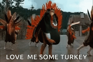 Turkey Dancers On Addams Family Thanksgiving GIF