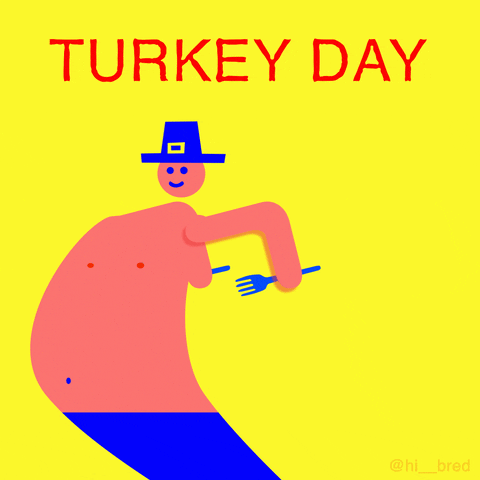 Turkey Day Animated Guy With Fork And Knife GIF