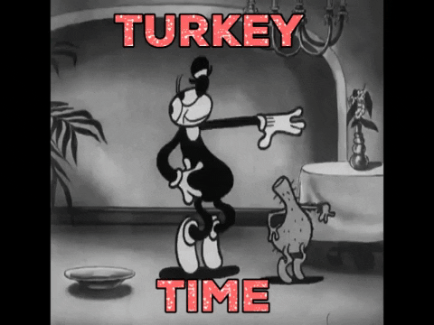 Turkey Day Dizzy Dishes Bimbo Dancing GIF