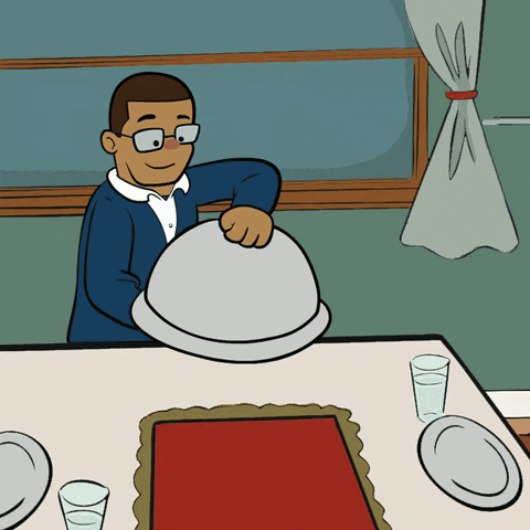 Turkey Day Guy Opening Cloche With Live Bird GIF