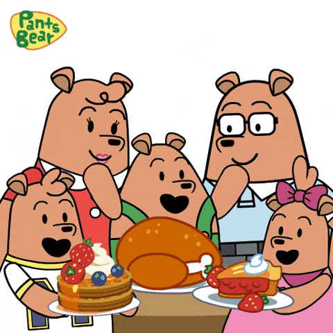 Turkey Day Pants Bear And His Family GIF
