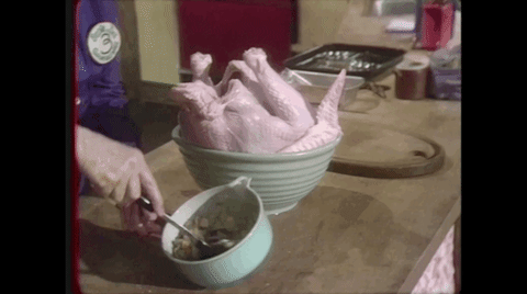 Turkey Day Stuffing Raw Bird With Ingredients GIF