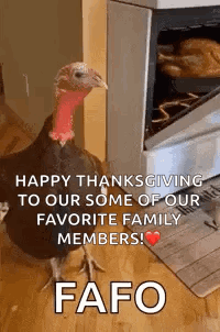 Turkey Saying Happy Thanksgiving to Our Favorite Fami