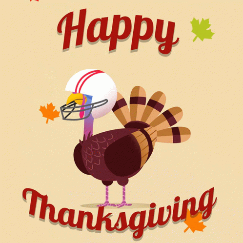 Turkey Wearing Football Helmet Happy Thanksgiving GIF