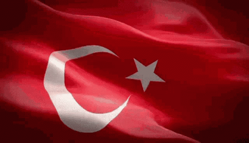 Turkish Flag With Crescent Moon And Star Waving GIF