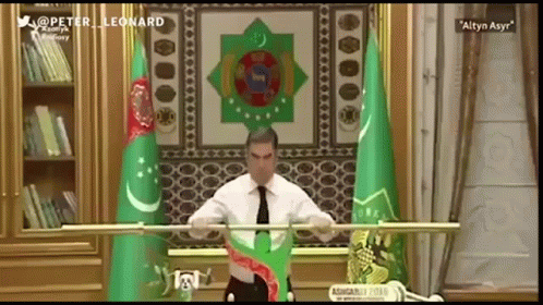 Turkmenistan President Gurbanguly Lifting Weight GIF