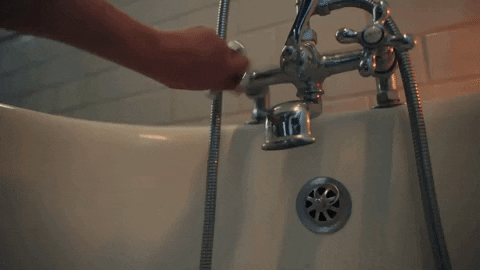 Turn On Bath Tub Faucet Water Pouring GIF