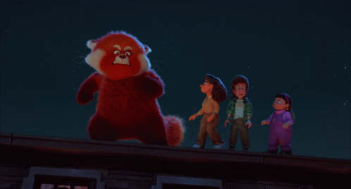 Red Panda Hugging Friends Turning Red GIF